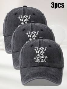 Gorra de béisbol con gráfico de eslogan para hombres, para verano, playa, vacaciones - Gris Oscuro - Ver 6