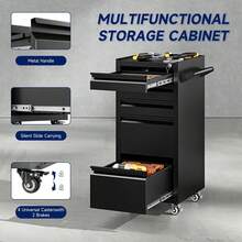 5 Drawer Metal Tool Storage Cabinet With Wheels Rolling Tool Chest With Drawers And Locking Keys Heavy Duty Tool Storage Organizer For Garage Warehouse Workshop - 1 - View 7