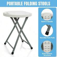 White Folding Stools - Portable And Durable Plastic Foldable Stools For Camping, Kitchen, Desk, Or Outdoor Use, Lightweight Fold Up Stool For Indoor/Outdoor Events And Everyday Seating - 2 Stools - View 5