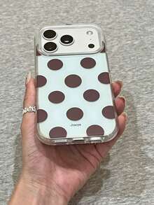 Minimalist Full Screen Brown Polka Dot Mint Green Background Colorblock Phone Case Compatible With IPhone 17 Pro Max 17 Pro 16 Pro Max 15 Pro Max 17 Air 14 Pro Max 13 12 Pro 16 Plus 11 Soft Small Fresh Protective Cover - Polka Dots - View 5