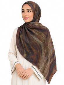 1 pièce Foulard hijab imprimé marbre fluide abstrait pour femmes, foulard léger et doux avec sensation de rayonne, bords doublement cousus, châle enveloppant - 20# - Voir 1