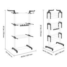 Tendedero Vertical Plegable 4 Niveles Tendedero de Metal Tipo Torre con 2 Alas Laterales 24 Barras de Secado 4 Ruedas Giratorias Portátil e Independiente para Uso en Interiores y Exteriores - 4 Niveles, 2 Alas Laterales 24 Barras - Ver 10
