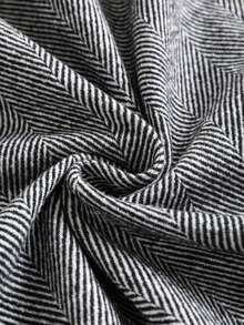 Jaket Pendek Wanita Motif Tulang Ikan dengan Kerah dan Resleting, Dilengkapi Kantong, Atasan untuk Komuter, Musim Gugur/Dingin - Hitam - View 10