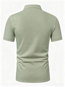 GRDR 成熟男士純色半拉鍊 Polo 短袖衫，商務休閒百搭款 - 橄欖綠 - 查看 5