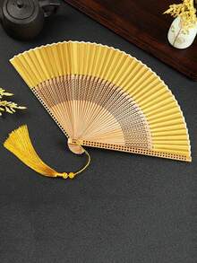 1/2件裝可折疊手持扇附流蘇，適用戶外旅行、舞蹈表演、旗袍搭配、攝影道具等 - 多色 - 查看 7