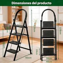 Unicame Escalera Plegable para Casa, Escalera Plegable 4 Peldaños, Diseño Antideslizante, Diseño de Cierre de , Escalera Tubular, Escalera de Tijera, para Hogar Oficina Almacén-Negro - Negro4 Niveles - Ver 3