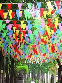 100/200/500pcs Colorful Banners Rainbow Flags Multicolor Fabric Bunting Garlands, Suitable For Grand Opening Ceremonies, Birthday Parties, Celebrations, Classrooms, Outdoor Garden Holiday Decorations, Shop Decor - A - View 7