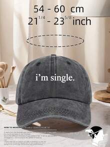 1件中性款「I'm Single」印花棒球帽 可調節設計 適合徒步登山、旅行與戶外活動 - 多色 - 查看 11