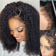 4C Curly Edges Lace Front Human Hair Wigs Afro Curly 13x4 Transparent Lace Frontal Closure Wigs With Curly Baby Hair - Natural & Black - View 2