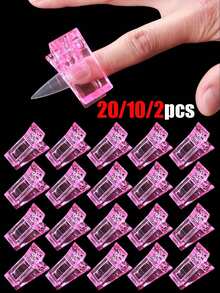 20/10/2pcs Pink Nail Extension Clips, UV Gel Nail Clips, Crystal Nail Extension Clips, Quickly Create Poly Gel Nail Molds, Suitable For Nail Salons And DIY Nails. Nail Tools/Nail Extension Clips. - Pink - View 1