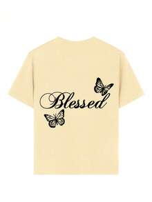 Tween Girl Casual Fun Print Crew Neck Pullover Short Sleeve T-Shirt Summer Top - Apricot - View 4
