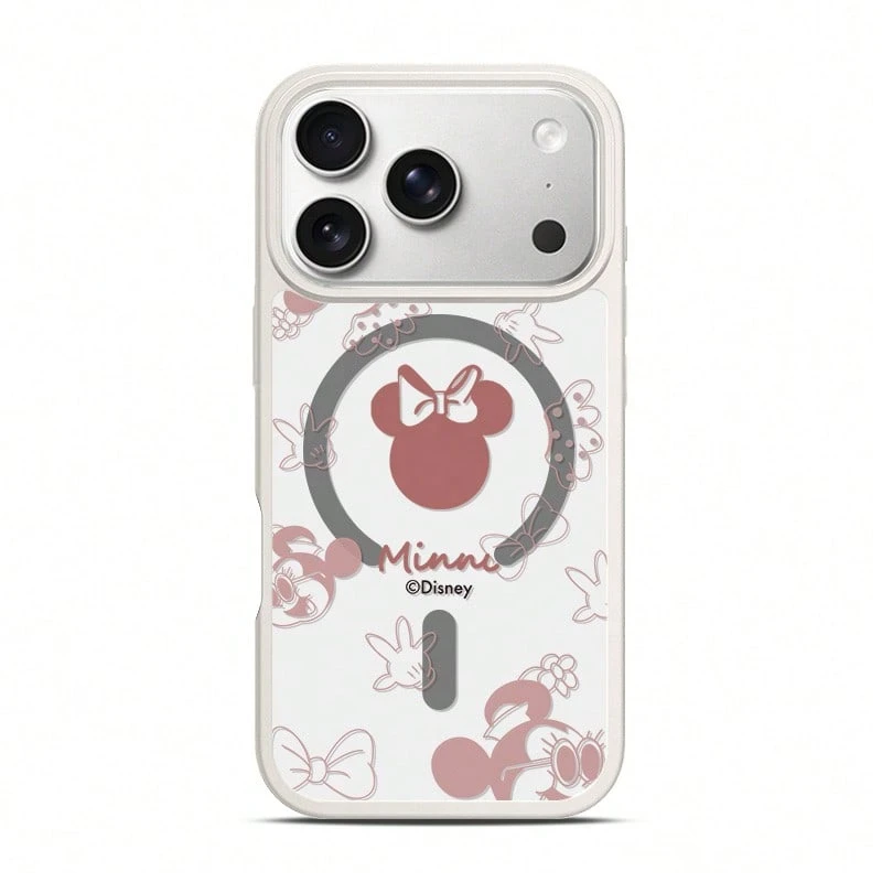 Miniso Disney Mickey And Minnie Mouse Simple Couple Cartoon Mickey Mouse MagSafe Magnetic Charging, Compatible With IPhone 17/17 Pro Max/16/17 Pro/15/14/16 Plus/17 Air/IP 13/15 Pro/12/15 Plus, Drop-Proof And Scratch-Resistant, Compatible With Apple. - White - View 1