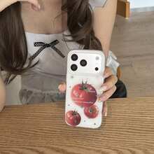 Tomaten- & Silberstern-Handyhülle kompatibel mit iPhone 17 Pro, 16 Pro Max, 15 Pro, 16 Pro, 17, 15, Vollschutz, stoßfest, minimalistisch, frisches Design für Frauen - Verschiedenfarbig - Übersicht 3