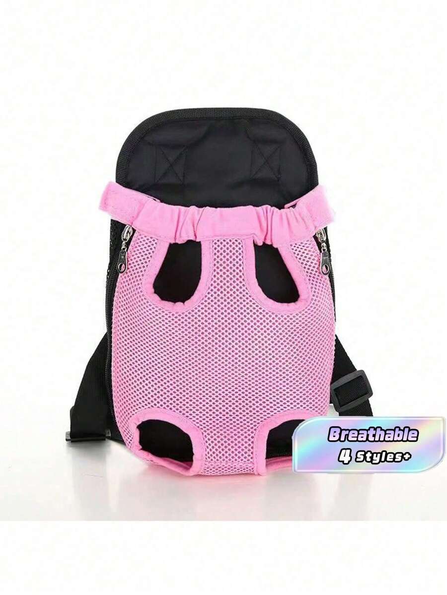 1pc Breathable Pet Carrier Bag, Small Size, Suitable For Small Dogs And Cats, Dog Supplies, Puppy Carrier, Cat Carrier, Christmas Gift - Pink - View 1