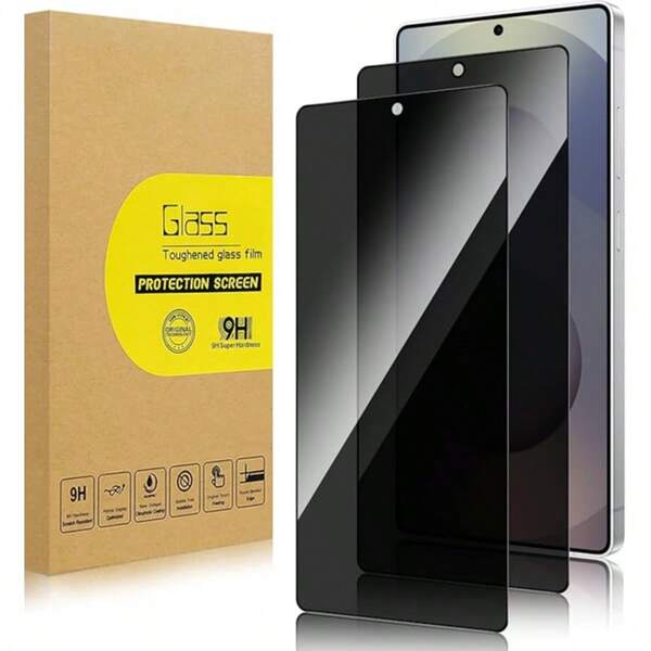 2pcs Anti-Spy Privacy Screen Protector, Compatible With Samsung Series, Anti-Peeping, Anti-Spy, Privacy Tempered Glass Screen Protector, Fingerprint Unlock Compatible, Suitable For Samsung Galaxy S24 Ultra/S24/24 Plus/S25 Ultra/S25/S25Plus/A16/A26/A35/A55, Anti-Drop, Anti-Scratch, Waterproof, Easy Installation