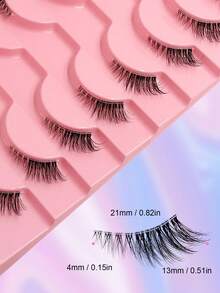 Asiteo 10 Pairs Wispy Cat Eye Half Lashes - Natural Look Clear Band Corner Eyelashes - Perfect For Dates, Parties & Stage Makeup - Black - View 4
