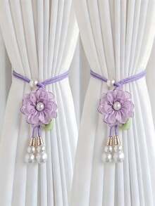 2/4pcs Realistic Rose Curtain Tiebacks, Vintage Romantic Curtain Ropes, Lifelike Flower Curtain Tiebacks, Elegant Design, No Drilling Required Decorative Curtain Hanging Ropes, Suitable For Bedroom, Living Room, Wedding, Anniversary Dinner Decoration, Garden Style - Multicolor - View 7