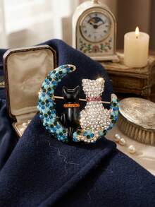 Luxury Rhinestone Cat Brooches - Animal Pins For Women Unisex Casual Party Jewelry Accessories / Friends Gifts Badges Decoration - Cat - View 12