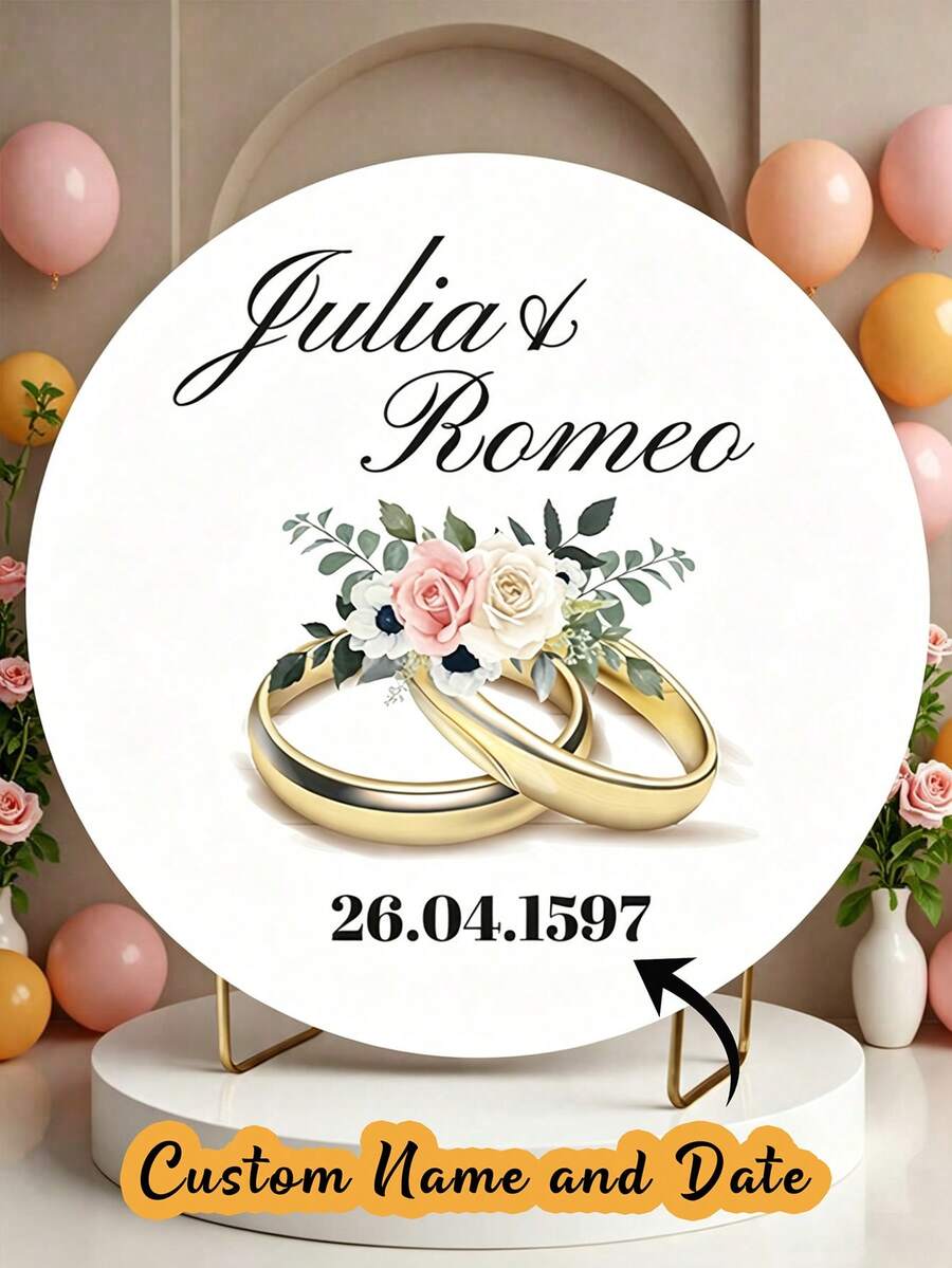 Fondo redondo personalizable (soporte no incluido), patrón/logo/texto imprimible, duradero, adecuado para bodas, fiestas de cumpleaños, bautizos, accesorios de cabina fotográfica y decoración de fiestas, diseño redondo moderno, textura suave, fondo redondo - Multicolor - Ver 1