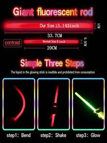 30/15/1pc 14 Inch Large Glow Sticks, Ultra Bright Glow Sticks, Party Decorations, Provide 9-12 Hours Of Lighting For Night Hiking, Night Outdoor Activities, Suitable For Parties, Holiday Parties, Gatherings - Multicolor - View 3