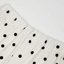 Retro Polka Dot & Striped Contrast Color Loose Women Pants - Apricot - View 9