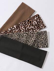 4pcs/Set Fashionable Women's Leopard Print Pattern Soft Non-Slip Headbands, Elastic Yoga Sports Headbands Hair Accessories, Versatile For Daily Wear And Multiple Occasions - Multicolor - View 5