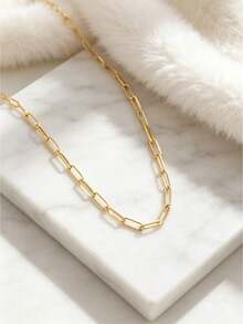 2pcs/Set Multi-Style Long Mixed Chain Necklaces, 18K Gold Plated Stainless Steel, Clover, Twisted Dough, Round Snake Shape Layered Choker - Gold 3 - View 3