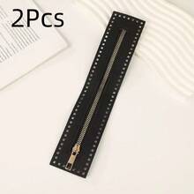 2/4Pcs PU Leather Zipper With Needle Holes - Dark Blue, Brown, Beige Crochet Bag Accessories, Suitable For DIY Wallets And Sewing Crafts, Wallet Straps, DIY Wallet Making - Multicolor - View 19