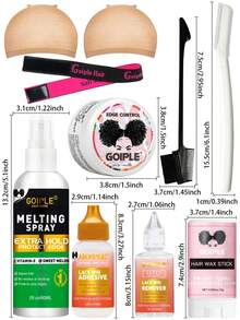 Goiple 15ml/38ml 防水假髮膠水套組，無縫貼合假髮，包含 1 包 2 個假髮帽、髮際線控制刷、髮線梳、10 件假髮安裝工具配件，多種組合套裝可選，萬聖節 - 10pcs Set - 查看 14