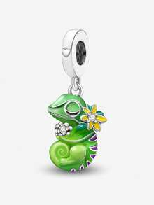 1pc Fashionable Delicate Gentle Flower Chameleon Beaded Pendant, Suitable For DIY Making Bracelets, Necklaces And Other Jewelry, Perfect Gift For Women - Silver - View 13