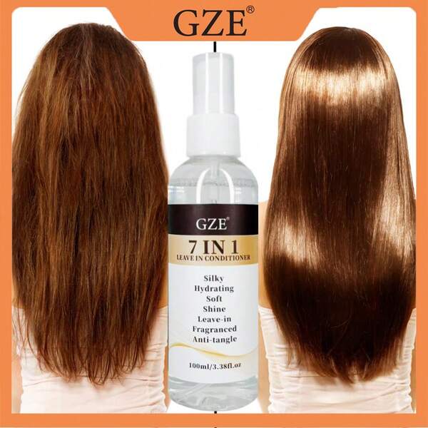 GZE 7-In-1 No-Rinse Hair Care Spray, Smoothing, Anti-Frizz, Adds Shine & Softness, Moisturizing, Heat Protection, Suitable For All Hair Types, 100ml