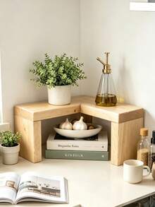 Rural Wooden Kitchen Counter Corner Rack: Farmhouse Decoration, Kitchen Storage, Display Rack - View 1