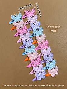 10 piezas de pinzas para el cabello con forma de mariposa de colores aleatorios, accesorios para el cabello de estilo dulce adecuados para uso diario - Multicolor - Ver 8