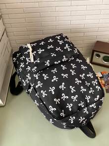大容量女款後背包，簡約蝴蝶結設計，百搭時尚，小尺寸休閒燈芯絨媽媽包，適合學生 - 彩色 - 查看 8