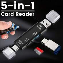 5合1 USB Type-C 外接讀卡機/讀卡器,TF/SD 記憶卡讀卡機,USB 隨身碟,Micro USB 多裝置轉接頭,相容智慧型手機與平板電腦,支援筆記型電腦,輕巧便攜設計,通用連接,精緻表面處理 - 查看 2