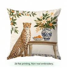 4pcs/1pc French Indoor Leopard & Floral Pattern Pillow Covers, Single-Sided Printed Cushion Covers, Suitable For Living Room, Bedroom, Home Decor, All-Season Use - Multicolor - View 15