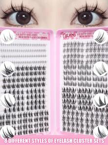 24 Rows Of 324pcs Manga Style DIY Eyelash Set, 8 Mixed Styles, Suitable For Daily Work And Parties, Suitable For Various Eyelash Needs, Even Beginners Can Create Natural Makeup Effects, Suitable For Wearing At Parties, Eyelashes, Fake Eyelashes - C - View 6