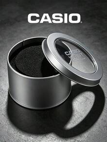 Hộp đựng đồng hồ thiếc tròn màu bạc Casio chính hãng, hộp lưu trữ đồng hồ bằng kim loại có cửa sổ trong suốt và miếng xốp đệm, dùng làm quà tặng và sưu tập đồng hồ - Bạc - Xem 5