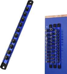 WORKPRO Magnetic Socket Organizer, 3/8" Drive Aluminum Alloy Socket Holder With 10PC Removable Socket Clips For Quick Customization, Socket Rail For Tool Box Drawer (Sockets Not Included) - ColorD - View 1