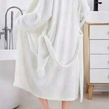 白色鳳梨格紋寬鬆舒適浴袍 - 白色 - 查看 3