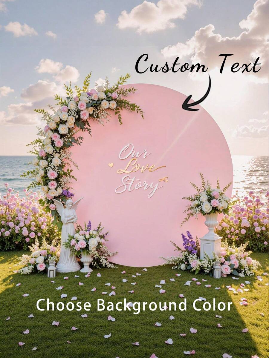 Fondo Redondo Personalizable (Soporte No Incluido), Patrón/Logo/Texto Imprimible, Duradero, Adecuado Para Bodas, Fiestas de Cumpleaños, Bautizos, Accesorios de Cabina Fotográfica y Decoraciones de Fiesta, Diseño Redondo Moderno, Textura Suave, Fondo Redondo - Multicolor - Ver 1