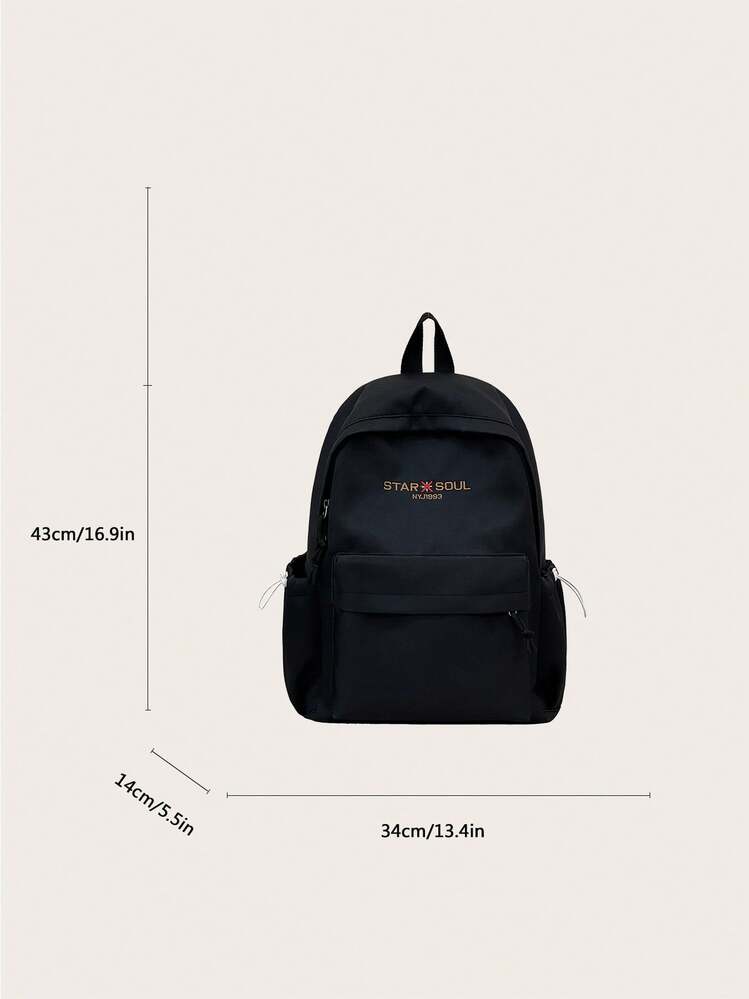 NEVVA 1 buah Tas Ransel Olahraga Musim Panas Kapasitas Besar Gaya Ins Fashion Kampus Kasual, Tas Sekolah Minimalis Serbaguna, Tas Ransel Komuter Mahasiswa Gaya Korea dengan Liontin - Hitam - View 3