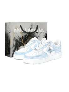 Nike Air Force 1 First Day Of The Year Culture CNY Horse Year Men's Sneakers, White/Red/Gold Leather Lace-Up Casual Shoes For Luna - Blue - View 10