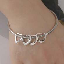 [Personalizado] 1 pieza Pulsera con colgante de corazón personalizada con 1-5 nombres, pulsera de promesa para pareja familiar, pulsera personalizada con símbolo de nombre y fecha, adecuada para cumpleaños, aniversario, Día de San Valentín, Día de la Madre, Día del Padre, Navidad, temporada de graduación, regalo conmemorativo, para familia, amigos, compañeros de clase, accesorio de joyería conmemorativa de equipo - Multicolor - Ver 3