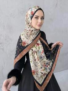 1 Piece Chiffon Hijab Printed Scarf, Elegant And Luxurious Retro Color Women Headscarf Shawl Hijab Abaya Accessories Women Veil - Multicolor - View 19