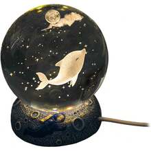 Lámpara de Noche Bola de Cristal con Base de Resina, Luz Decorativa Astronauta y Luna, Regalo de Navidad para Hogar - Cielo - Ver 6