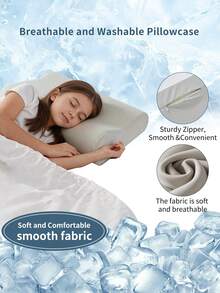 1pc Memory Foam Neck Pillow – Ergonomic Contour Cervical Pillow For Neck & Shoulder Support, Comfortable Sleeping Pillow For Home & Hotel - Light Grey - View 4