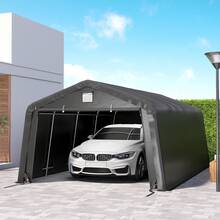 Outsunny 12 X 20 Ft Heavy Duty Carport, Outdoor Portable Garage Canopy Tent With 2 Ventilation Windows, Large Door, Car Shed Shelter For Truck, Boat, Motorcycle, Bike, Black - A - 查看 9