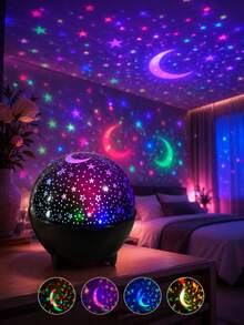 【RGB魔幻球灯】LED星空投影仪，USB供电，颜色可变，适合家居、客厅和卧室装饰，是营造约会、节日、生日派对氛围的理想之选，也是送给朋友的完美礼物。 - 多色光 - 查看 1