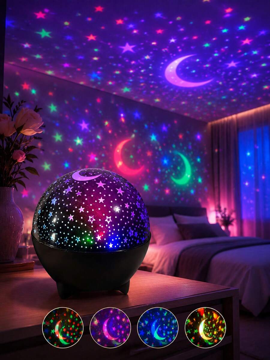 【RGB魔幻球灯】LED星空投影仪，USB供电，颜色可变，适合家居、客厅和卧室装饰，是营造约会、节日、生日派对氛围的理想之选，也是送给朋友的完美礼物。 - 多色光 - 查看 1